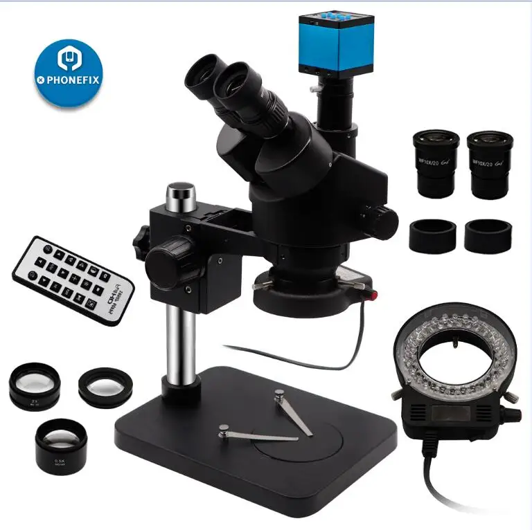 14MP Camera 3.5X-90X Simul-focal Zoom Trinocular Stereo Microscope with 14MP 16MP 21MP HDMI Camera Black Microscope Phone Soldering Repair - Цвет: 14MP Camera
