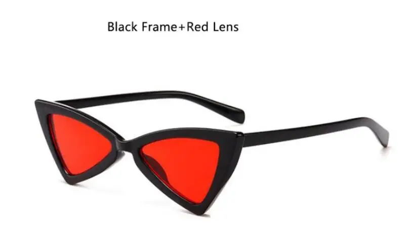 black red Ретро Модные треугольные очки для женщин Бабочка Cateye Солнцезащитные очки Классические брендовые Оттенки для женщин роскошные маленькие леопардовые очки - Цвет линз: black red