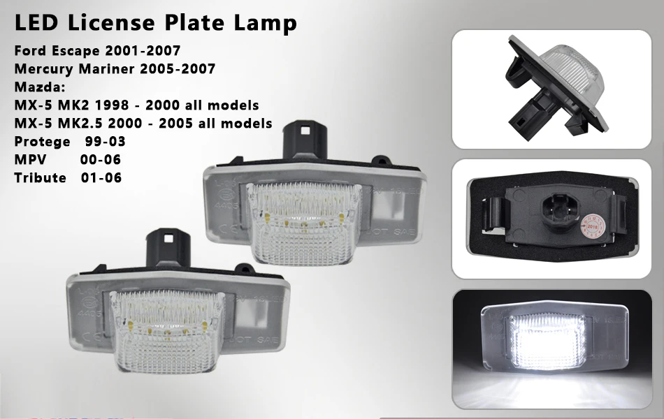 Номерные огни для Ford Escape, Mercury Mariner 2001-2007, MAzda MX-5 MK2, Tribute