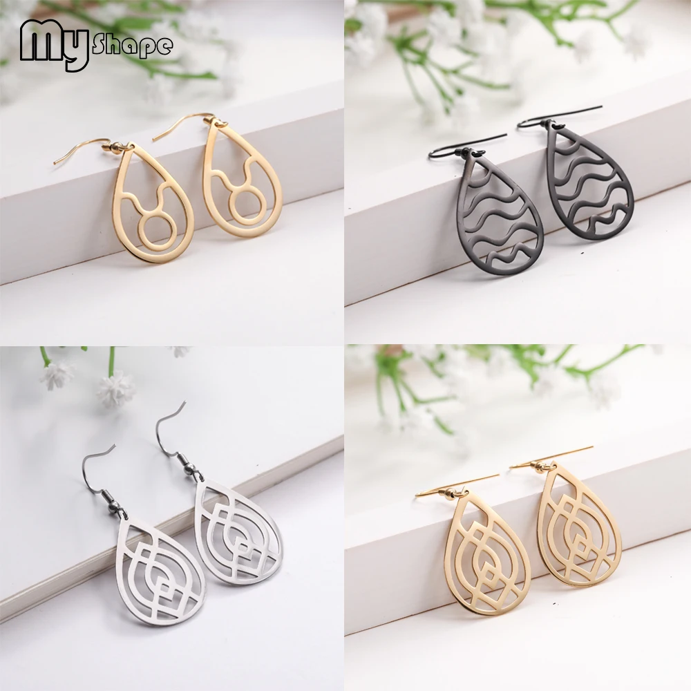 Женские ажурные серьги капельки My Shape из нержавеющей стали с черными золотистыми