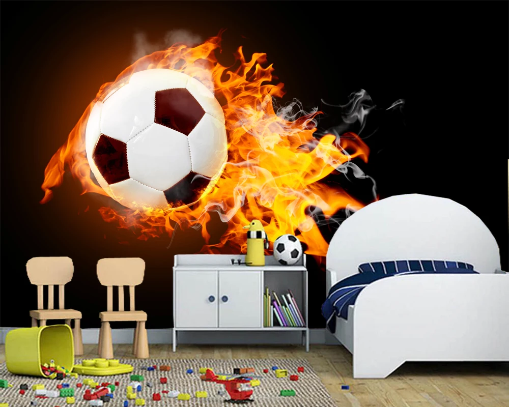 Пользовательские обои для футбола пламя и футбол свежие детской комнаты бара KTV