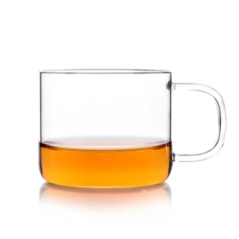 

6pcs Tea Mugs Glass Teacup Straight Tea Set Simple Chinese Style Single-Layered Glass High Temperature Handle Cylindrical