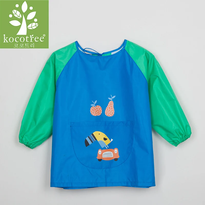 Blue Toucan Kocotree/Детский фартук, детский нагрудник с мультяшным принтом, водонепроницаемый, с длинными рукавами, художественный халат, нагрудники, фартук, мягкий, для кормления, baberos bavoir, одежда - Цвет: Blue Toucan