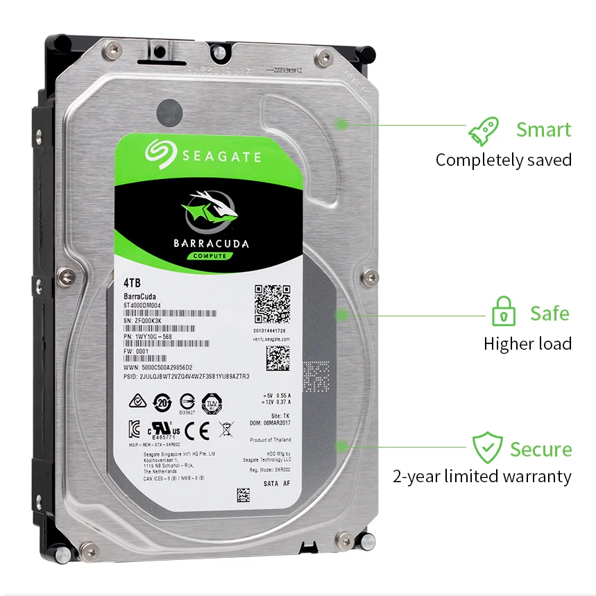 Оригинальный Seagate BarraCuda 4TB внутренний HDD 3 5 дюймов 256 МБ кэш игровой настольный