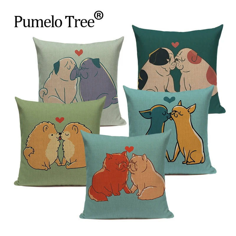 Мопса в античное серебро любовные подушки Обложка сна собаки декоративная