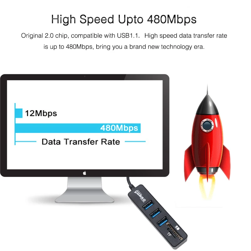 Usb хаб kebidu Combo с 3 / 6 портами концентратор USB 2 0 высокоскоростной разветвитель