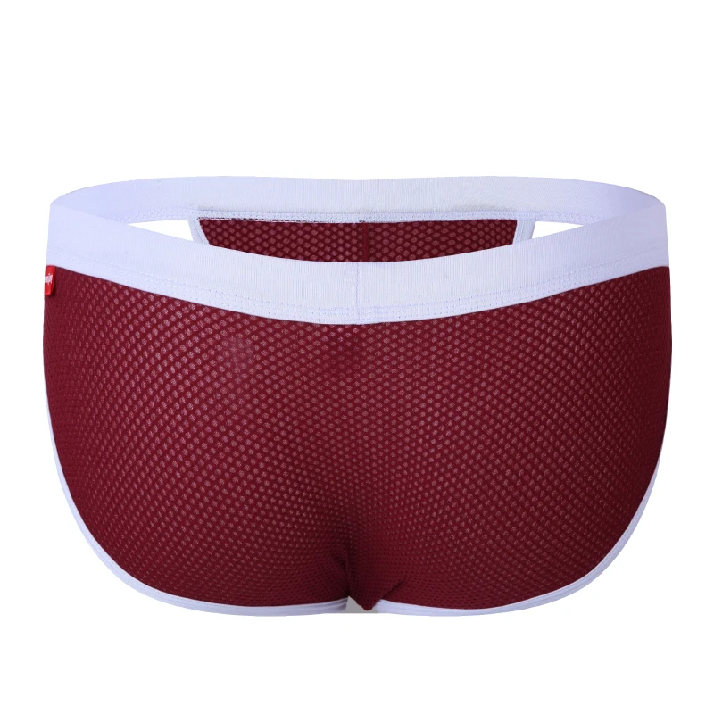 

AIIOU High Men Underwear Briefs Bikini Big Bag Mesh Hole Trend Sexy Fun Breathable Gay Underpants Men Nylon Male Underwear