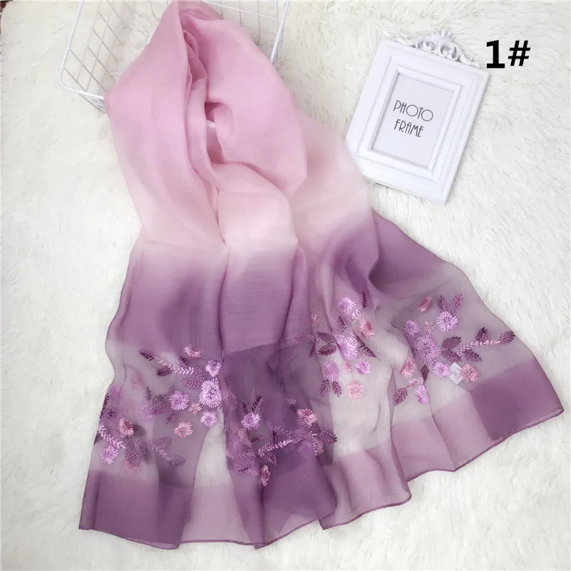 Модные фантазии Роскошный вышитый цветок одноцветное градиент цвета silklike шерсть