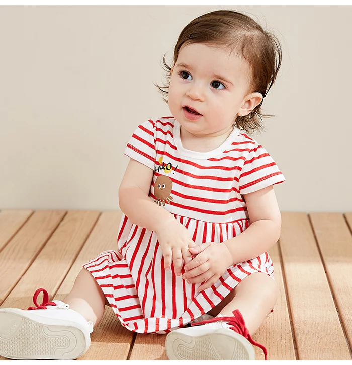 Balabababy/мини-платье в полоску для девочек; Новинка г.; Летнее Детское хлопковое платье принцессы с короткими рукавами