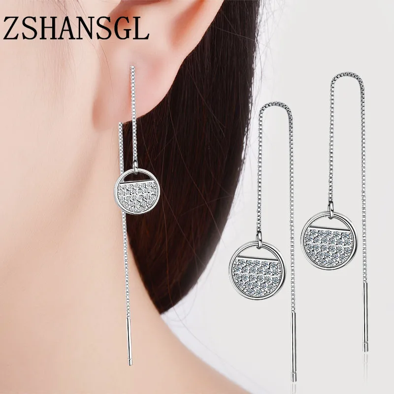 Женские двусторонние серьги-подвески из серебра 925 пробы с длинными кисточками |