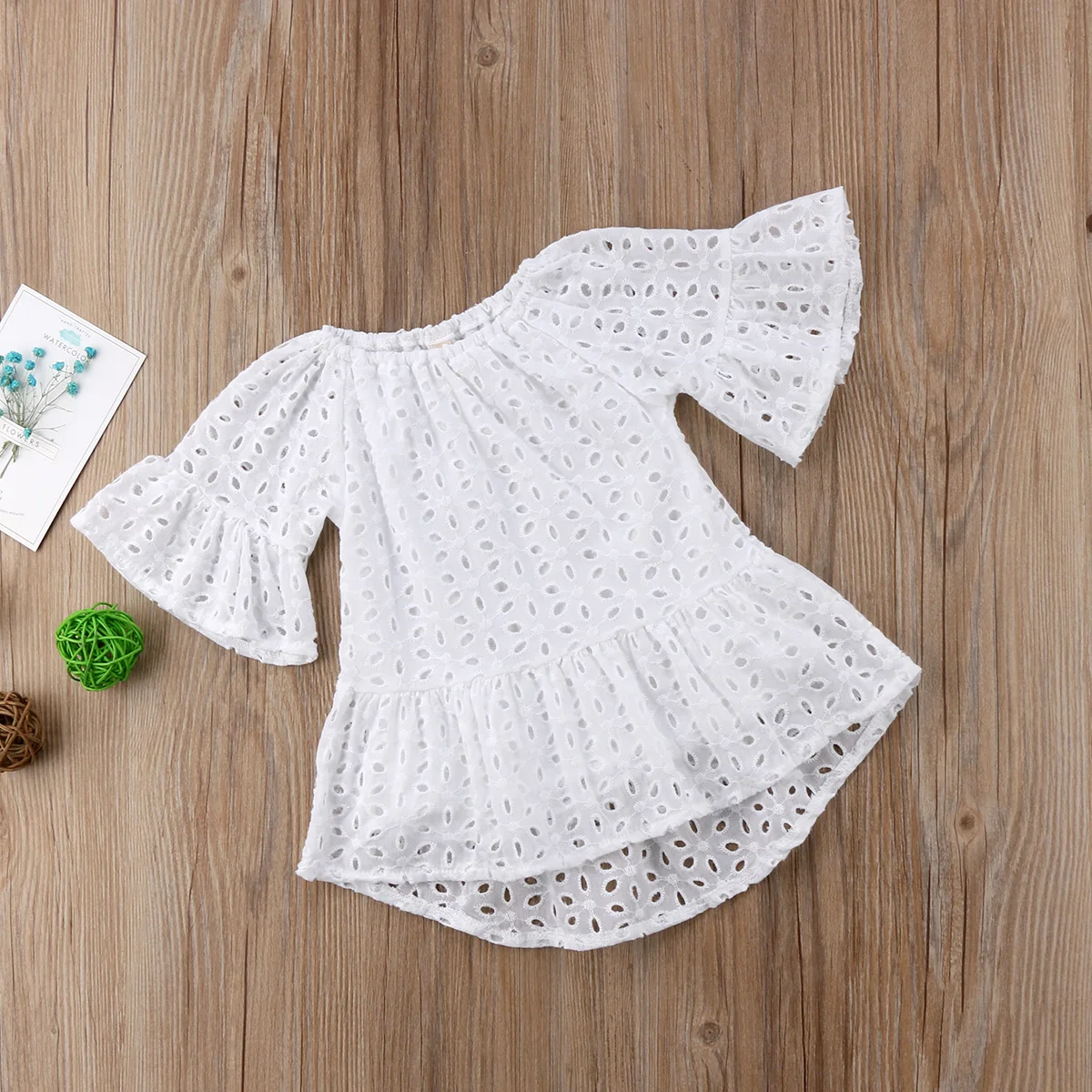 AU Lace Toddler Kid Baby Girl Flower Hollow Dress Cotton Clothes Sundress Summer Clothing Cute Three Quarter Sleeve | Детская одежда и