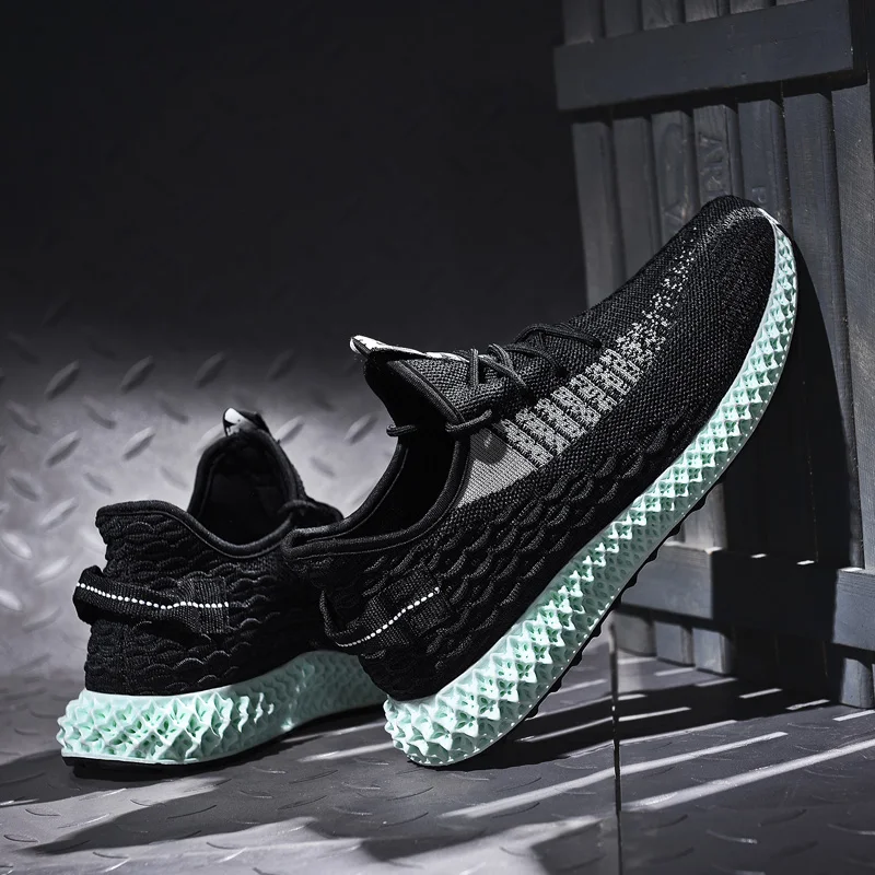 Мужские кроссовки больших размеров 4D Flyknit мужская повседневная обувь легкая