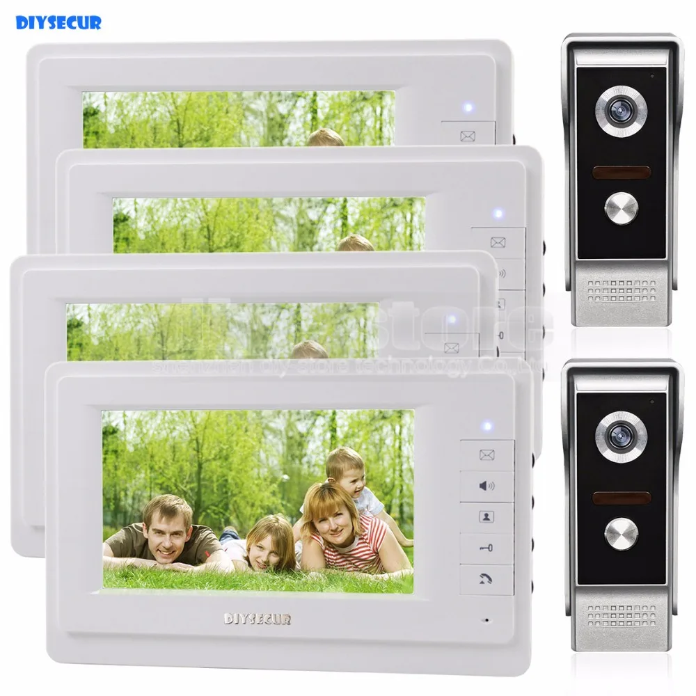 Видеодомофон DIYSECUR 7 дюймов TFT цветной ЖК дисплей 700TVLine HD ИК камера ночного видения