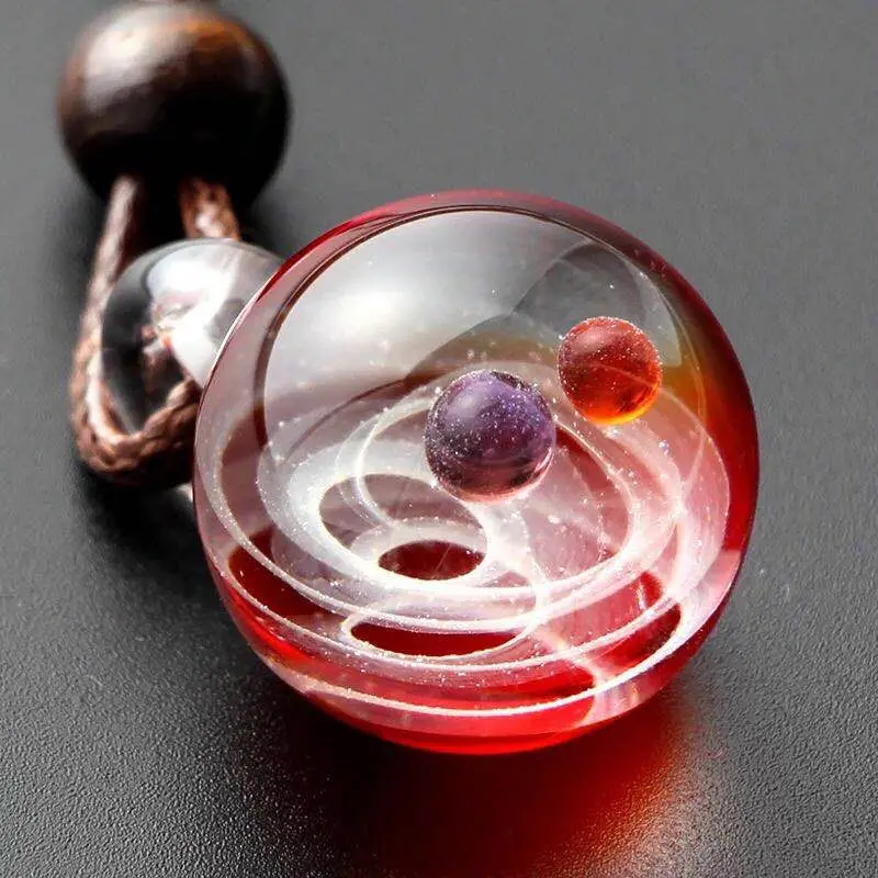 Стеклянный опал синяя Вселенная планеты подвеска с изображением галактики