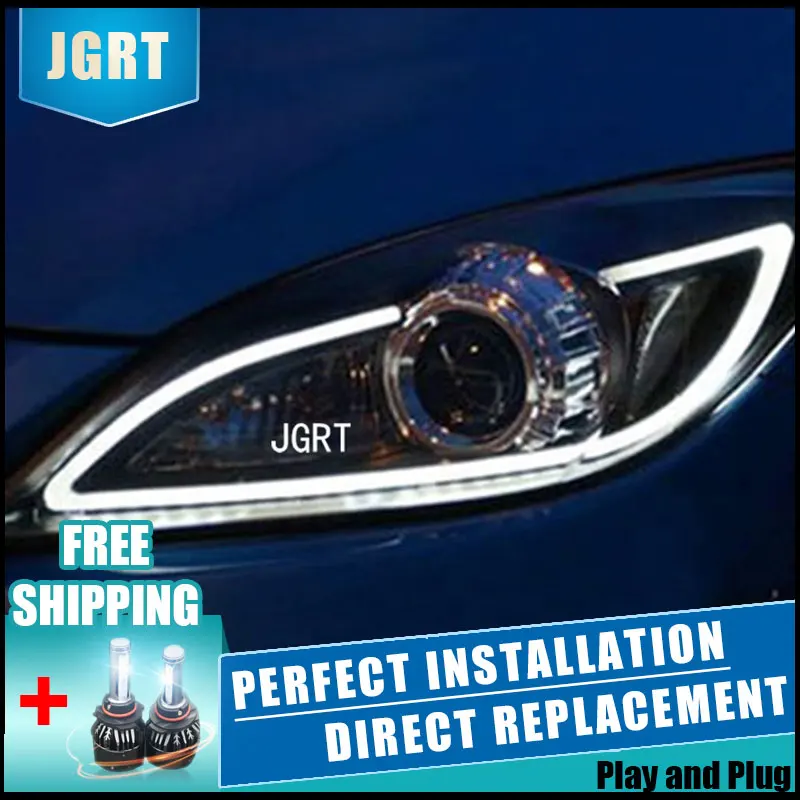 Car Styling for Mazda 3 LED Headlight assemmbly Mazda3 Sport Headlights DRL Lens Double Beam H7 with hid kit 2 pcs. | Автомобили и