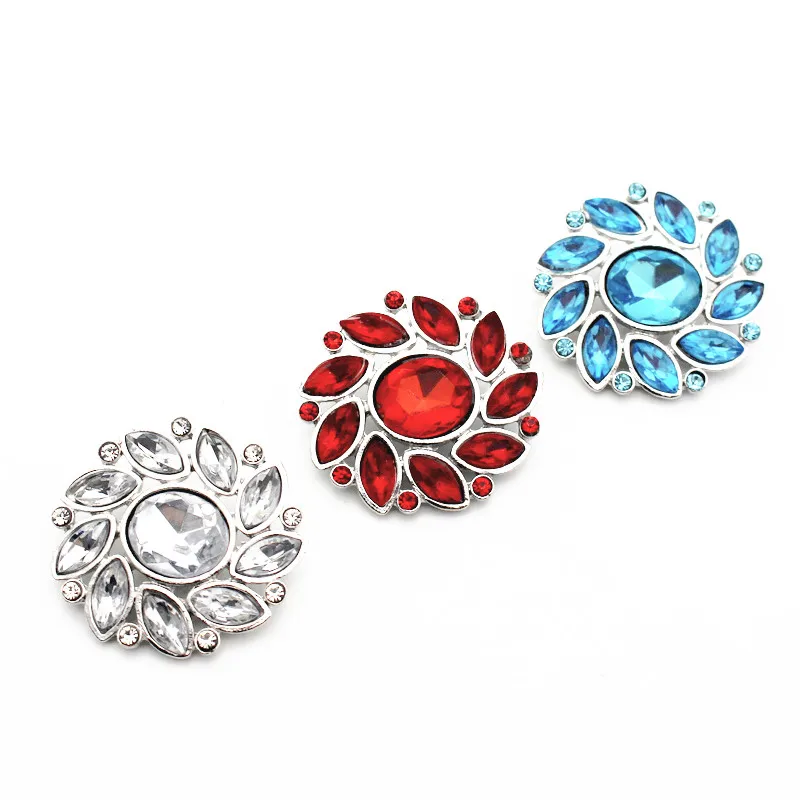 Лидер продаж 10 шт./лот металлическим цветком синий кнопки с кристаллами Подвески