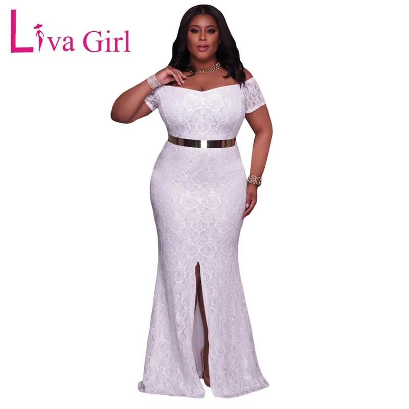 Женское кружевное платье макси LIVA элегантное большого размера плюс с открытыми