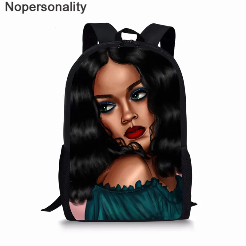 LH1056C Nopersonality Black Art Afro Girl Print African Backpack for School Teenage Girls Book Bags Toddler Schoolbag Mochila Escolar - Цвет: LH1056C