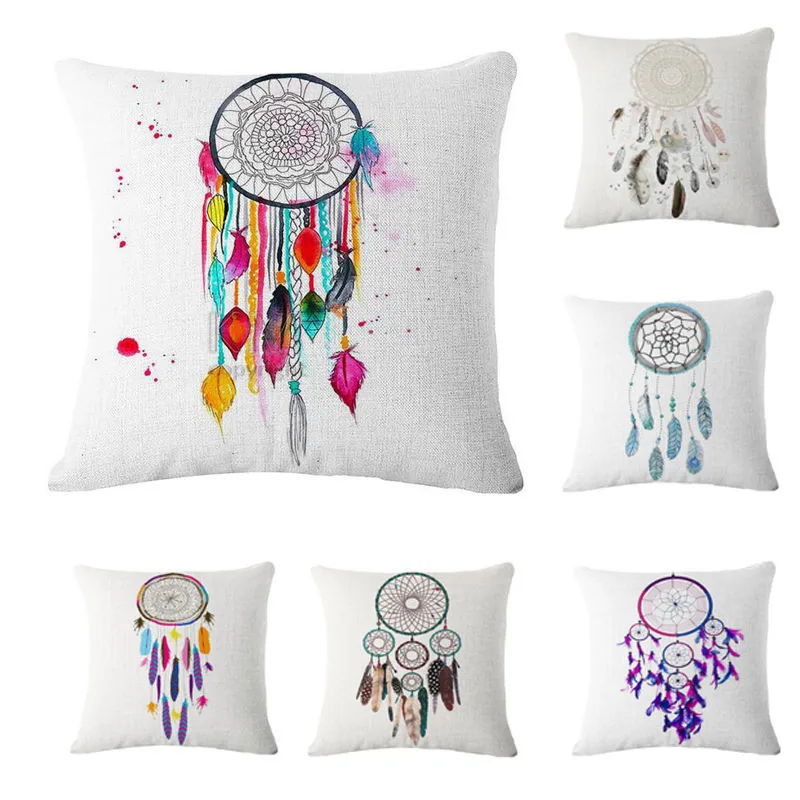 

New Fashion Cushion Cover Dream Catcher Cotton Linen Simplicity Cushion Cover Pillow Case Home Sofa Bed Car Decor