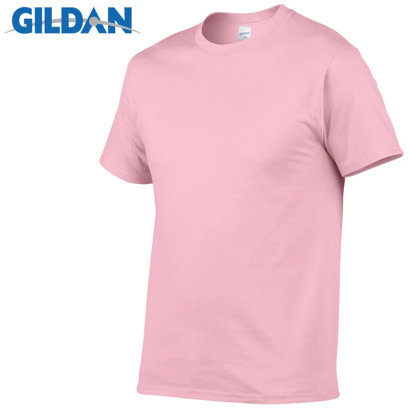 01 light pink Gildan/Распродажа брендовых мужских летних футболок из хлопка, мужская повседневная футболка с короткими рукавами и круглым вырезом, удобный однотонный топ, футболки - Цвет: 01 light pink