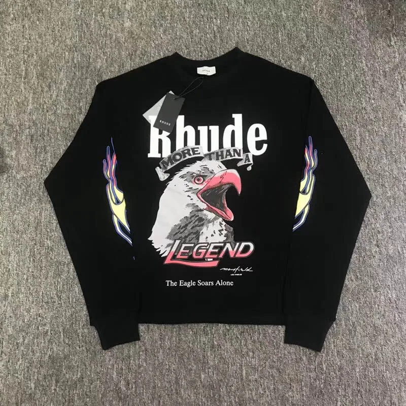 Хип-хоп RHUDE x Maxfield ля оверсайз Толстовка Для мужчин Для женщин 1:1 высокое качество RHUDE x Maxfield Толстовка LA RHUDE черный, белый цвет с капюшоном