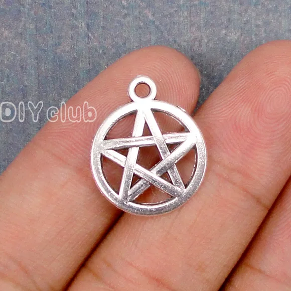 70pcs Supernatural подвеска с пентаграммой Античная тибетский серебряный 2 Двусторонняя