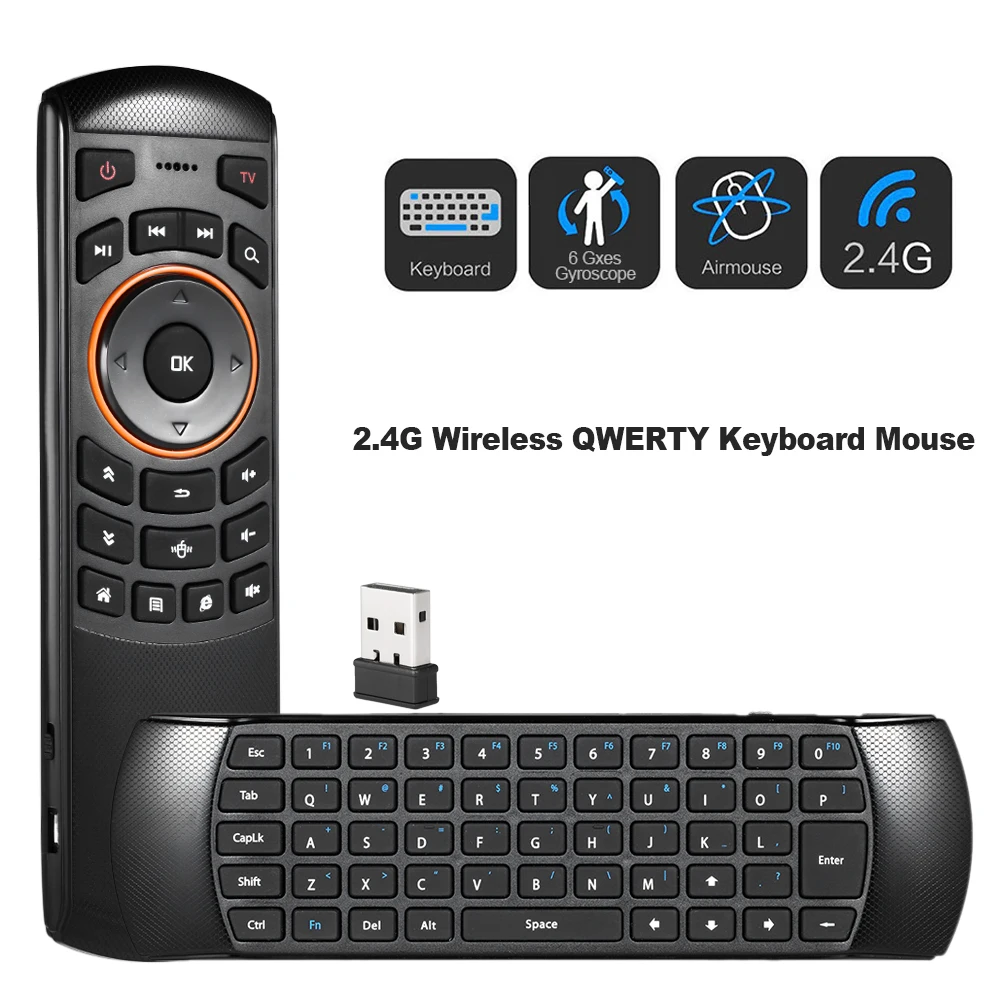 DtongDa Mini 2 4 ГГц Беспроводная QWERTY клавиатура воздушная мышь ручной пульт