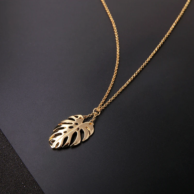 Женская подвеска в форме полого листочка kissme ожерелье золотого цвета с длинной