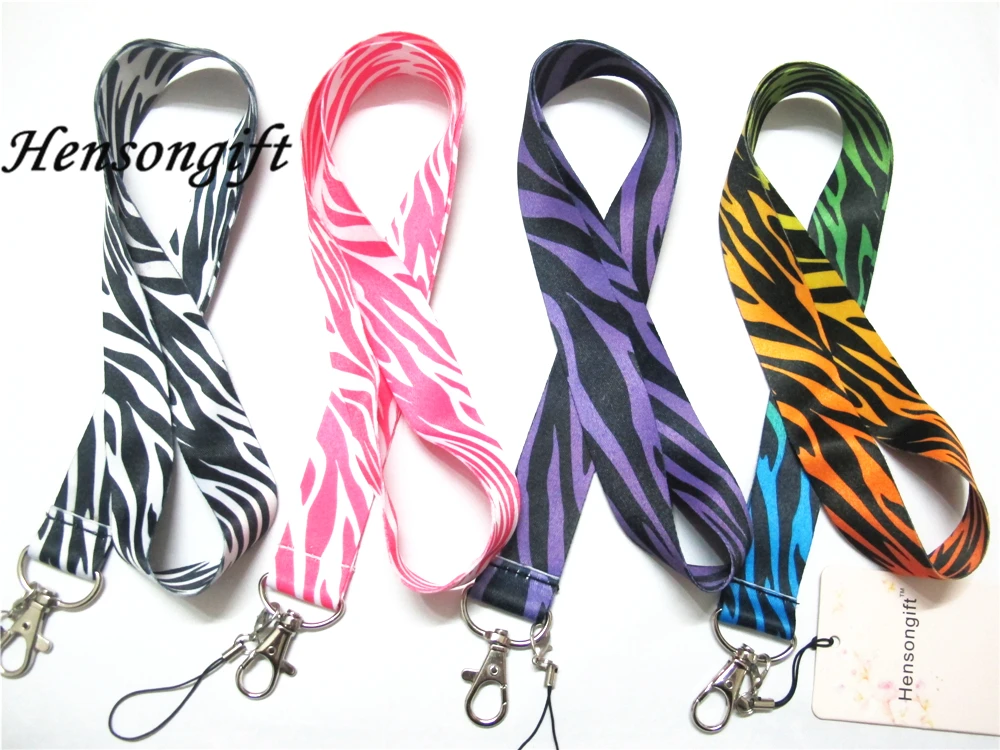 Hensongift One PC розовый/черный/белый Zebra Key Lanyard Cheetah нагрудные опознавательные Значки для идентификации владельцев животных полосой телефон шеи ремни