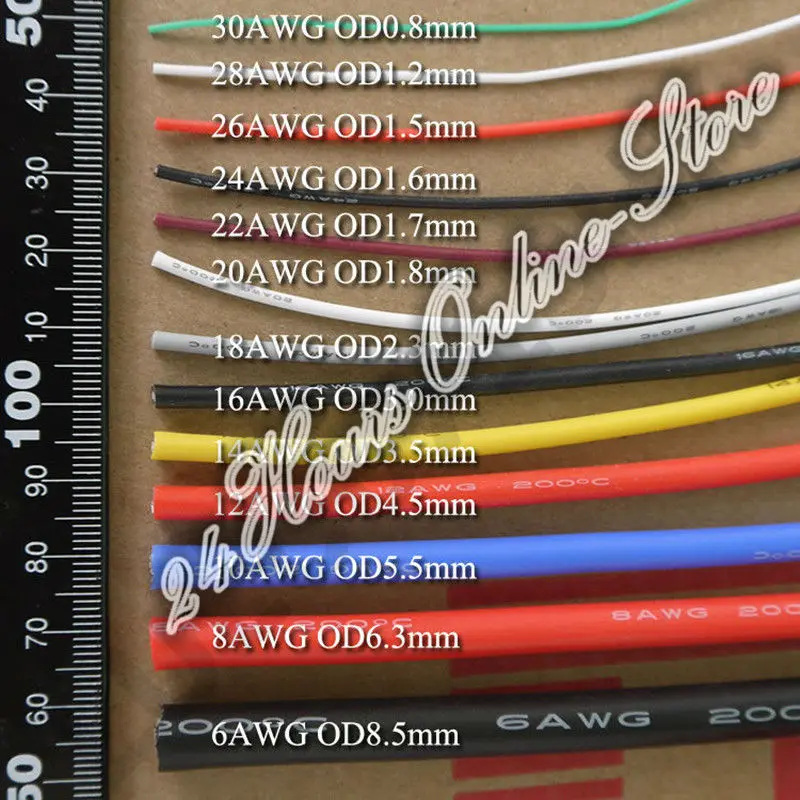 100 м/лот 22 AWG гибкий силиконовый провод RC кабель 22AWG 60/0.08TS OD 1 7 мм луженый медный с 10