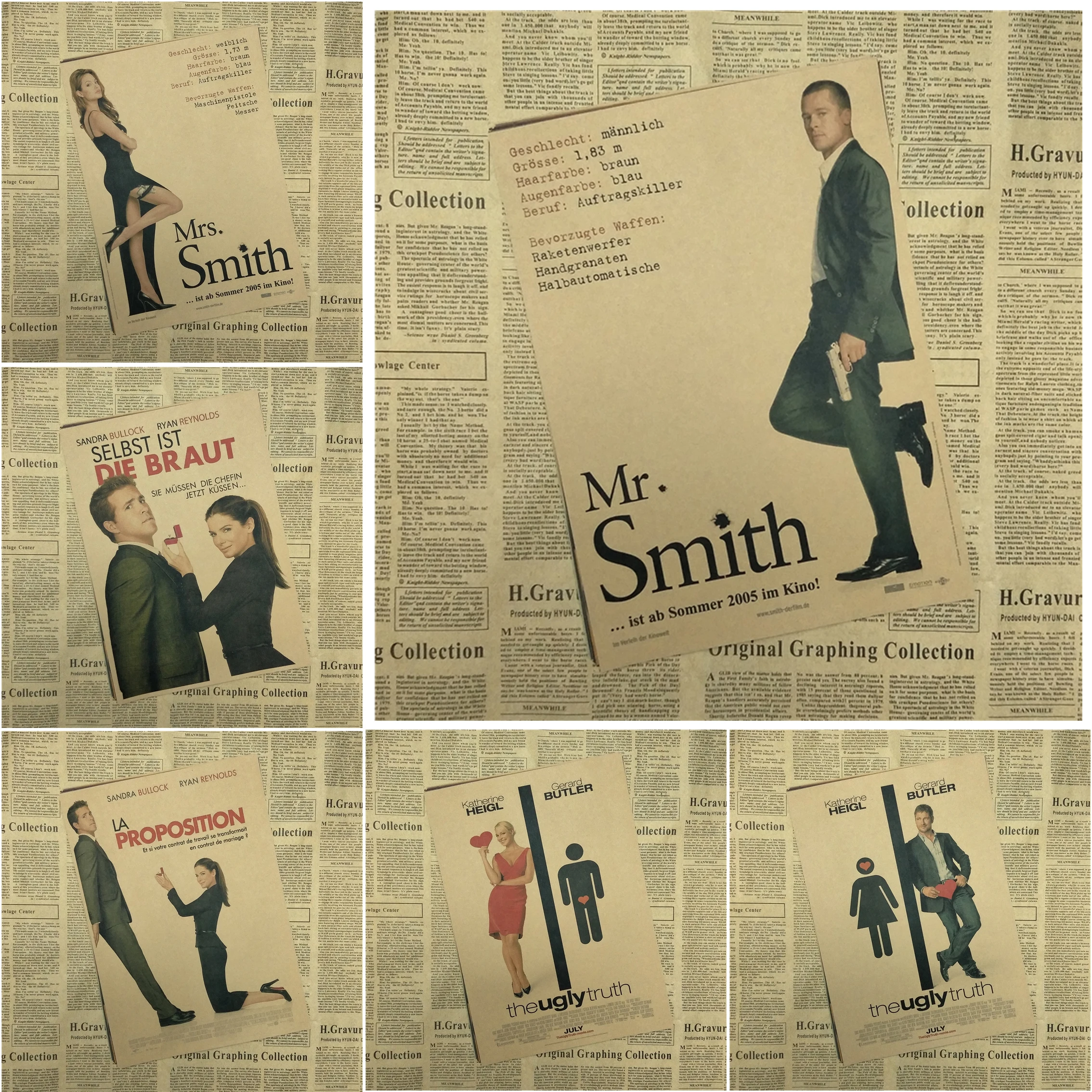 Mr Smith & Mrs классический постер из крафт бумаги для кино кафе гостиной столовой