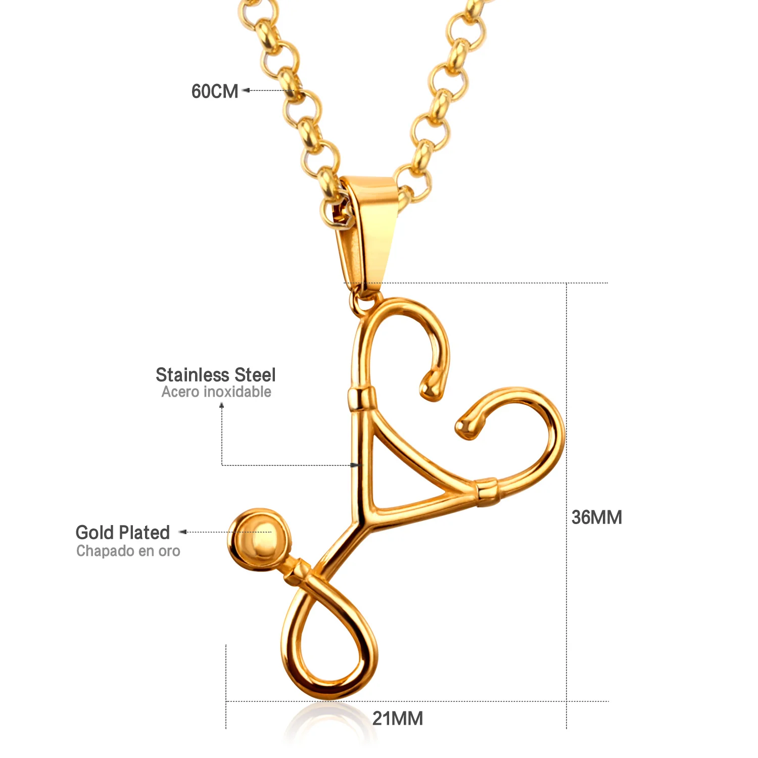 Подвеска тостескоп из нержавеющей стали в форме сердца|pendant necklace|stethoscope pendantchristmas