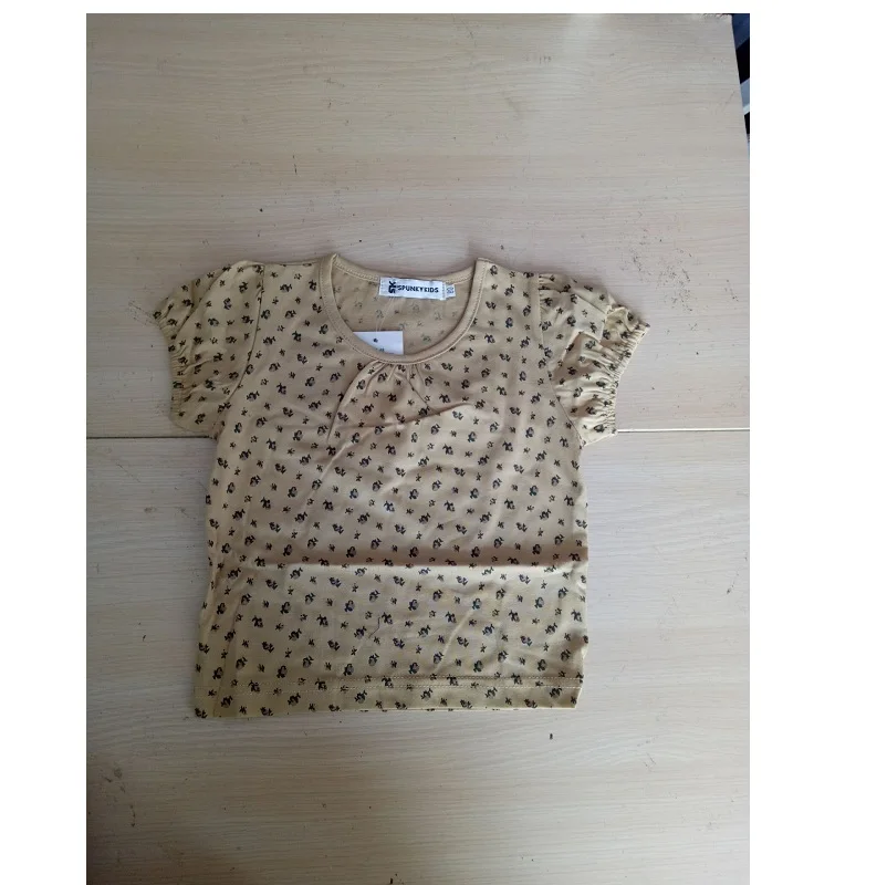 2017 летнее винтажное платье для девочек футболка с коротким рукавом и цветочным