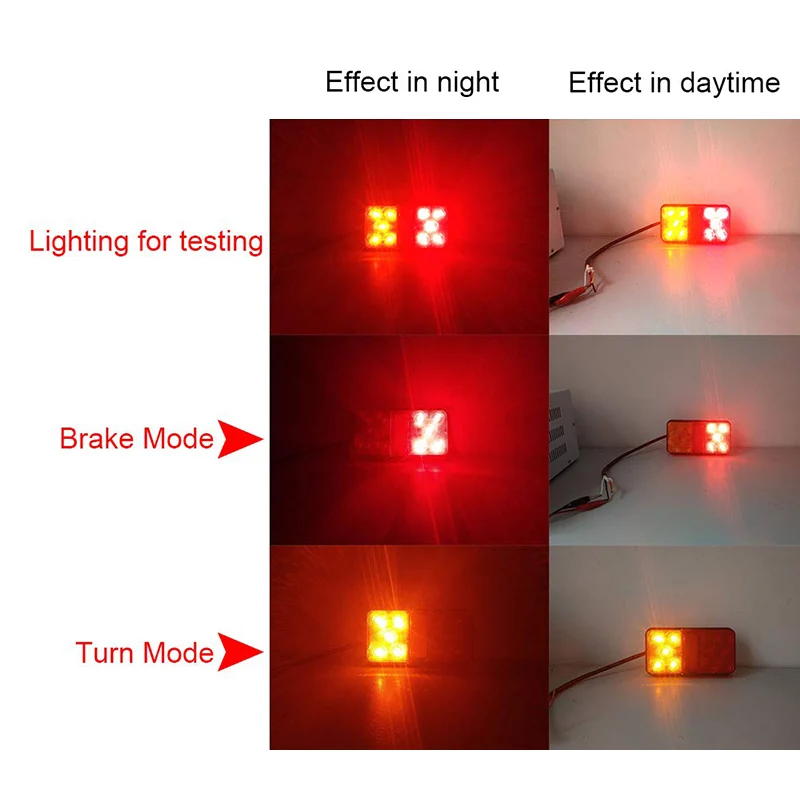 

Hot 2Pcs 10 LED Truck Turn Signal Lights Waterproof Trailer Tail Reverse Brake Light JLD