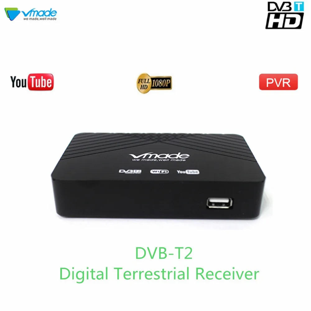 Vmade Горячая HD 1080P ТВ-тюнер DVB-T2/T цифровой эфирный приемник ТВ-приставка Поддержка H.264 MPEG-2/4 Youtube PVR