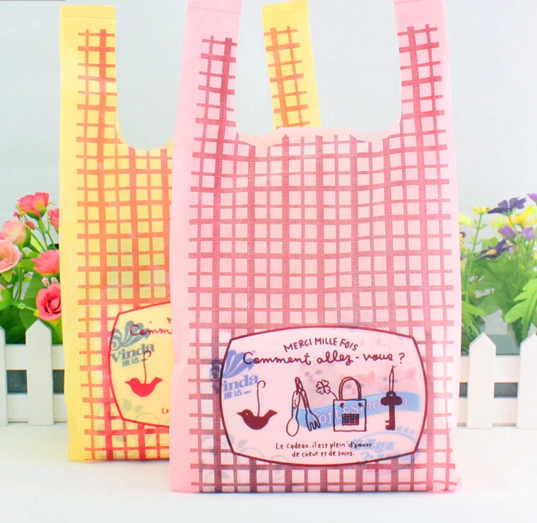 100 шт./лот пластиковые пакеты для супермаркета с ручками покупок закусок бутик