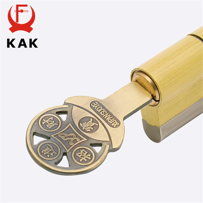 Фото KAK Brass Cylinder C Grade Copper Door Lock Core With 8 Keys High Security Lock Core Double Open Anti-Snap Anti-Drill Hardware №4