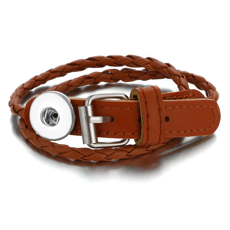 Модные многослойные кожаные браслеты 3 цвета защелкивающийся браслет 18 мм