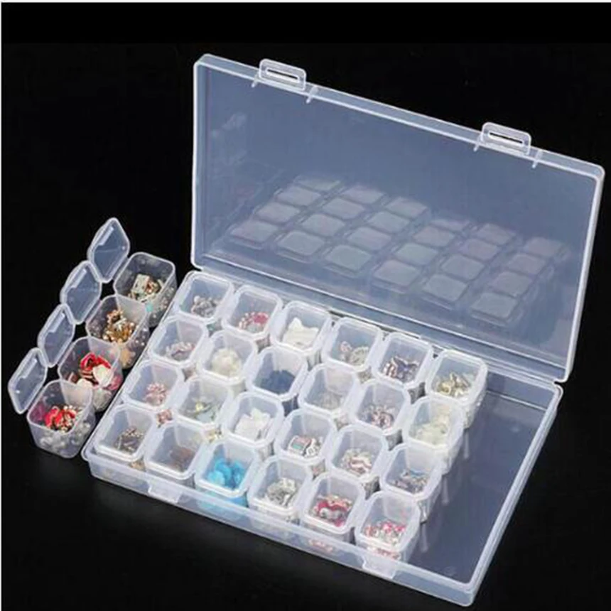

28Lattices Diamond Painting Boxes Dismountable Diamond Embroidery Accessories Home Storage Storage Organizer Cross Stitch Cases
