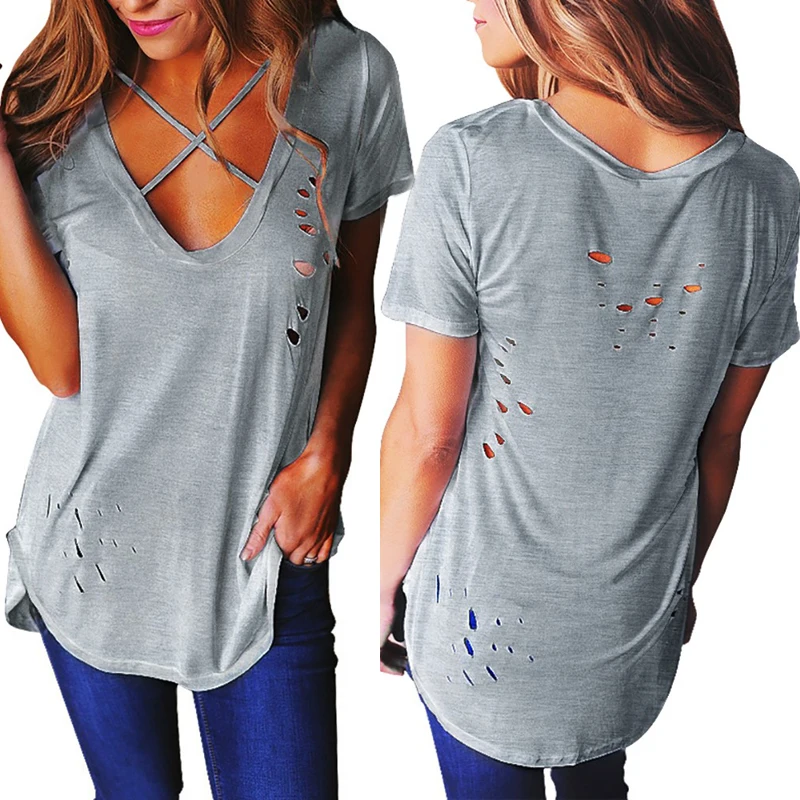 Женская футболка с коротким рукавом Повседневная Свободная v образным вырезом и