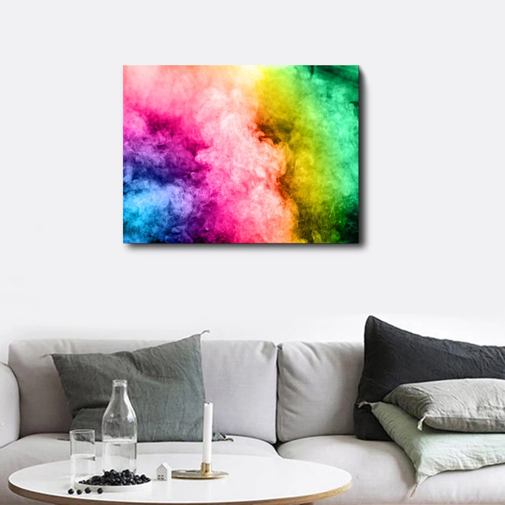 Laeacco Colored Fog Abstract Nordic Decor Canvas Prints Poster Pictures Oil Painting for Living Room Bedroom Home Ark | Дом и сад