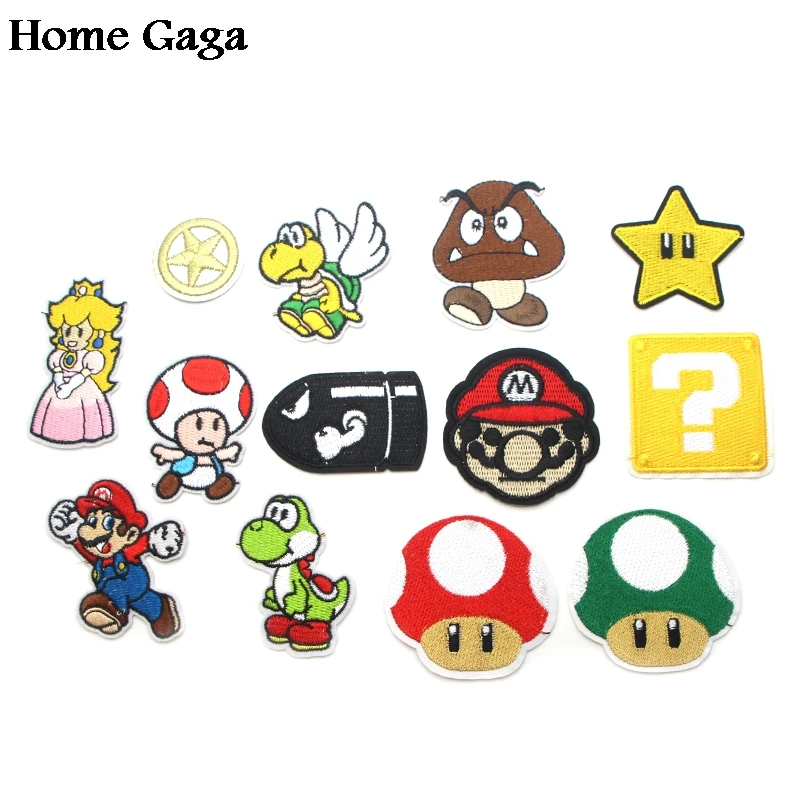 Homegaga Супер Марио Мультяшные нашивки DIY эмблемы с вышивкой Утюг на шитье pour одежда аппликация аксессуары стикер D1829