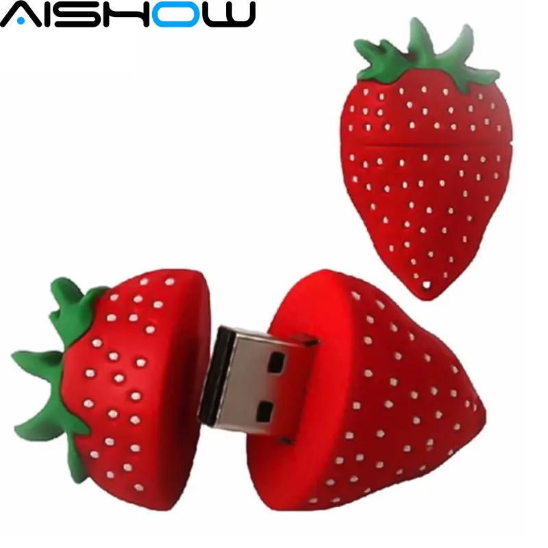 С мультипликационным принтом в виде клубники USB флеш-накопитель 4GB/8GB/16GB/32GB/64 ГБ