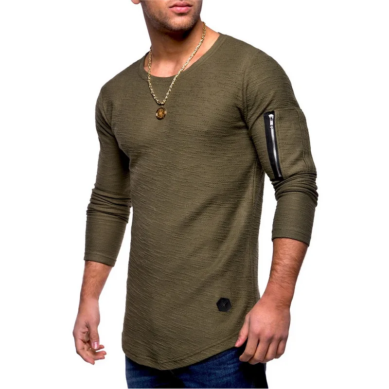 2018 Мужская футболка для бега с длинным рукавом Camiseta Спортивная одежда на молнии