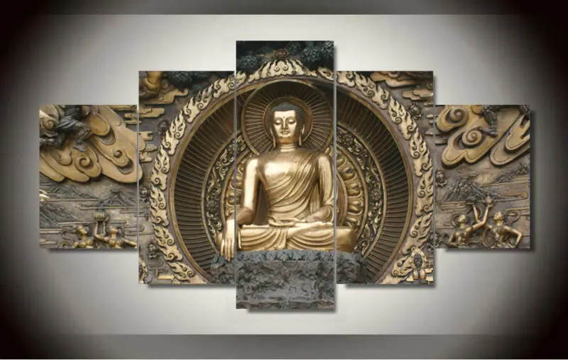 5 панельных художественных картин статуя Будды живопись настенное искусство