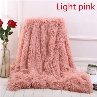 Light pink Супер мягкое мохнатое пушистое одеяло из искусственного меха, ультра плюшевое декоративное зимнее одеяло для дивана, теплое одеяло s для кровати - Цвет: Light pink