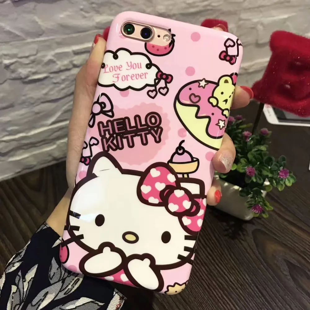 Мягкий чехол для телефона из ТПУ с героями мультфильмов Hello Kitty и 3d-пленка
