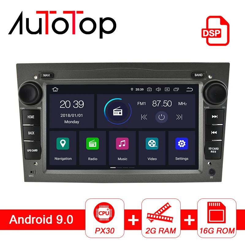 Автотоп " Радио 2 din Android 9,0 автомобильный мультимедийный плеер для Opel, Opel Astra H, G, J, Opel Corsa D, Vectra C 2G ram 16G rom PX30 DSP
