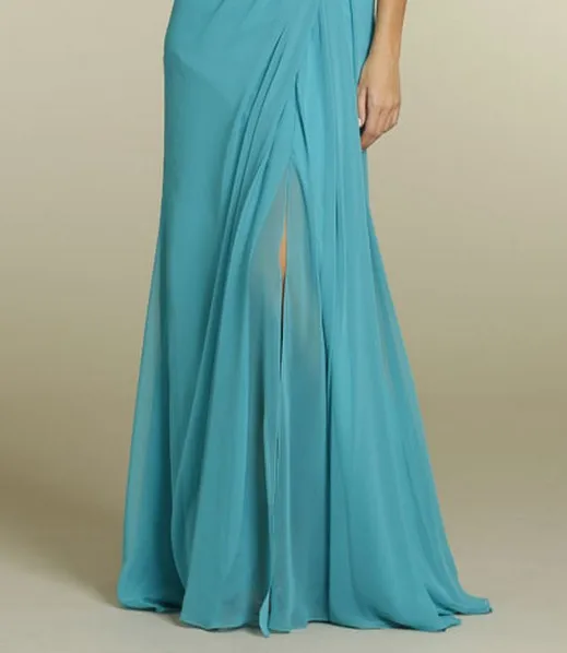Prom Dresses Sale -Strapless Neckline Bridesmaid Ruffles Chiffon A-Line Side Slit Floor Length Natural Waist | Свадьбы и торжества