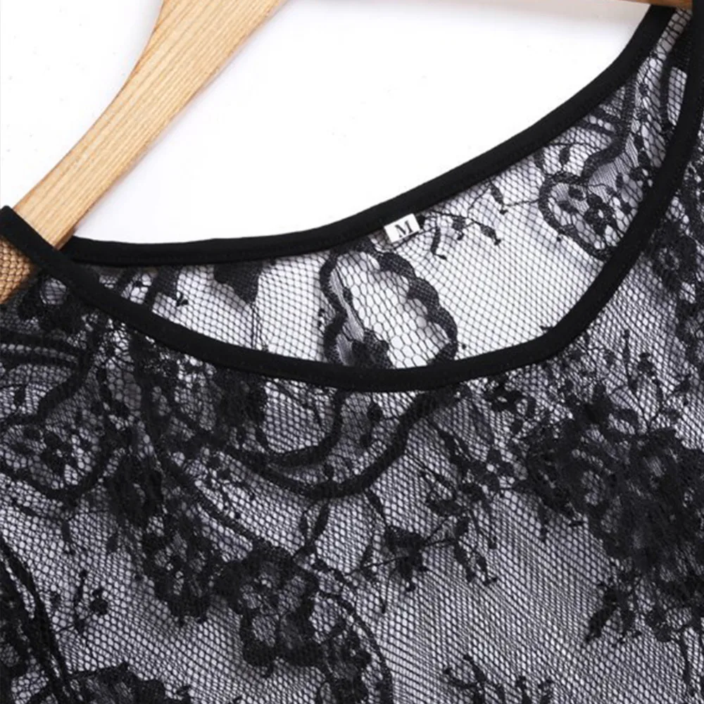 Лето Осень 2018 Пляжное женское кружевное Прозрачное платье с цветочным рисунком